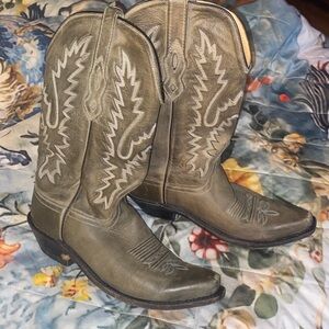 Old West Olive Green/Grey Cowboy Boots